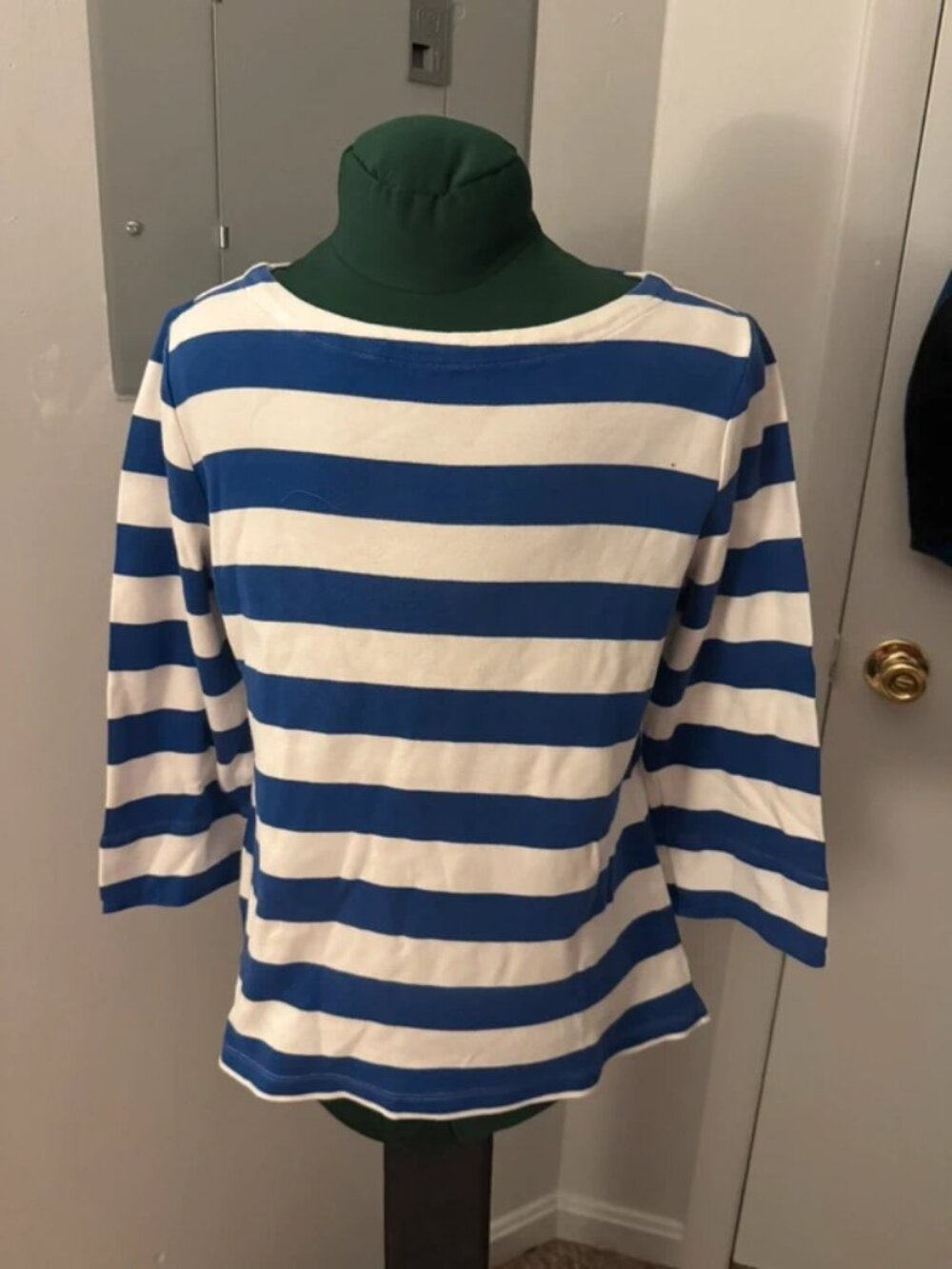 Blue and White Striped Sweatshirt